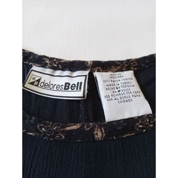 Delores Bell Vintage Black Lightweight Crinkled Fabric Maxi Dress Women's Medium - Picture 3 of 12